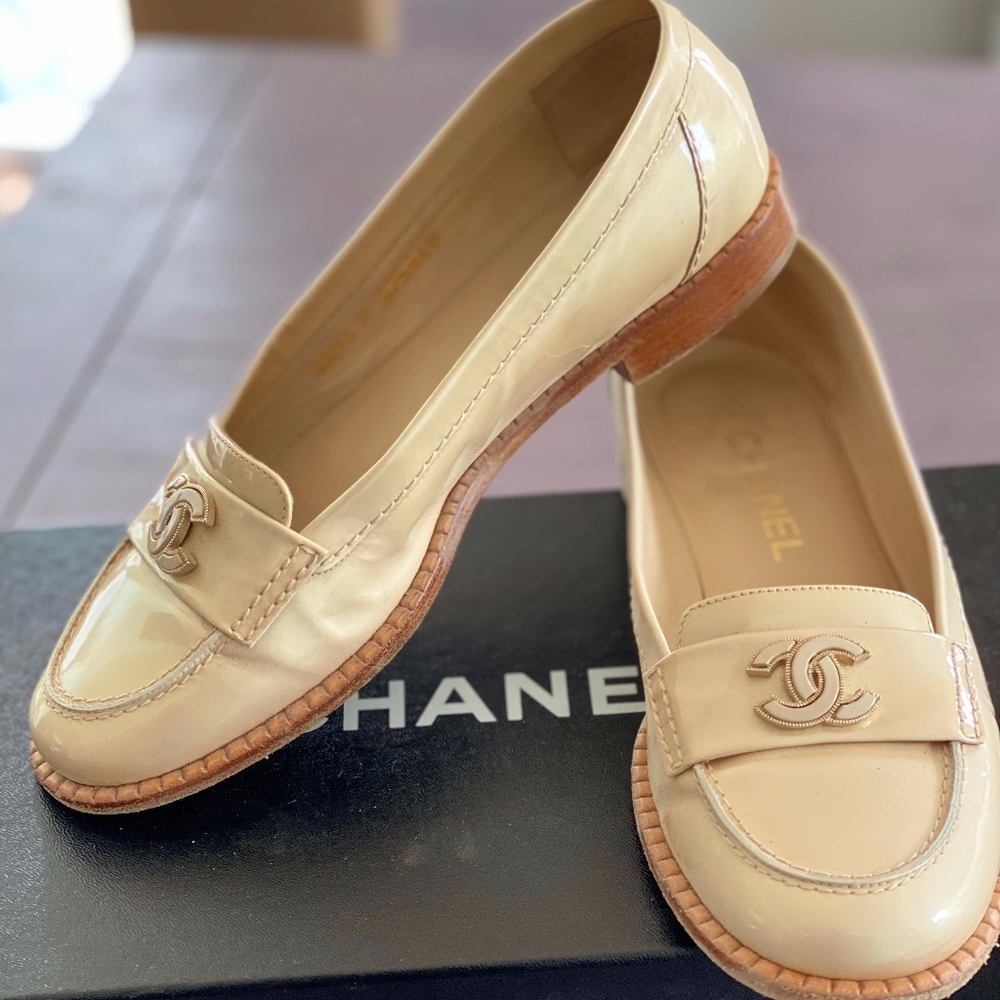 Chanel sand color moccasins size 38